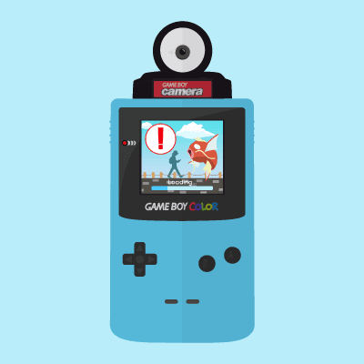 Illustration of a Gameboy with a Pokémon GO like loading screen