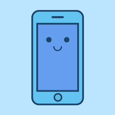 Illustration of a cute blue phone