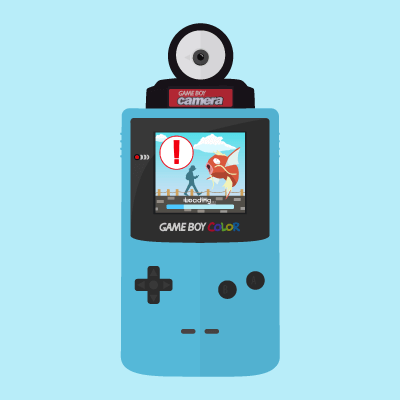 Illustration of a Gameboy with a Pokémon GO like loading screen