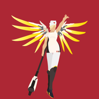 Illustration of Mercy from Overwatch in scrubs